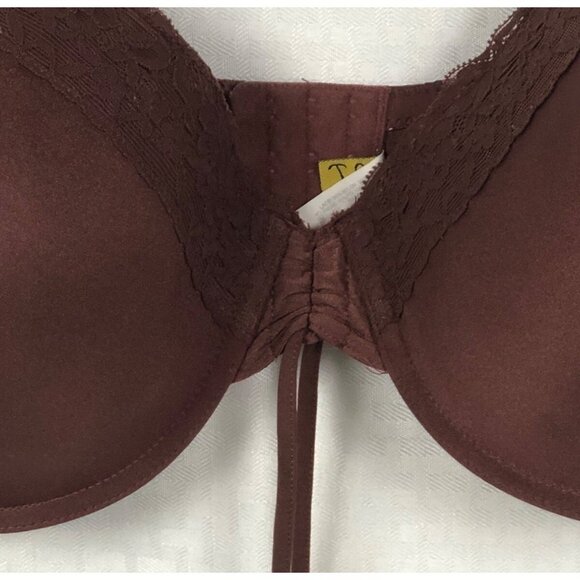 QT Bra Women Size 42D Brown Lined Underwire Back Close Lace Adjustable Straps - Picture 2 of 12